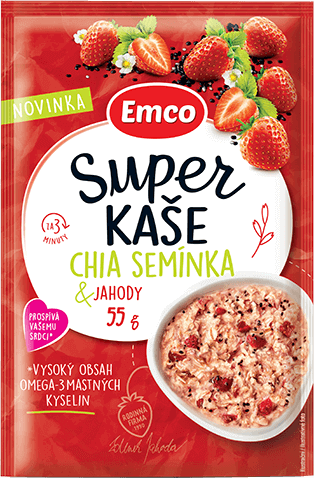 Super kaše chia a jahody 55g Emco